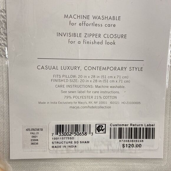 Hotel Collection Structure Sham,
Standard, off White - Picture 4 of 4